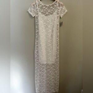 Wild Fable Short Sleeve Maxi Dress White Lace Size S